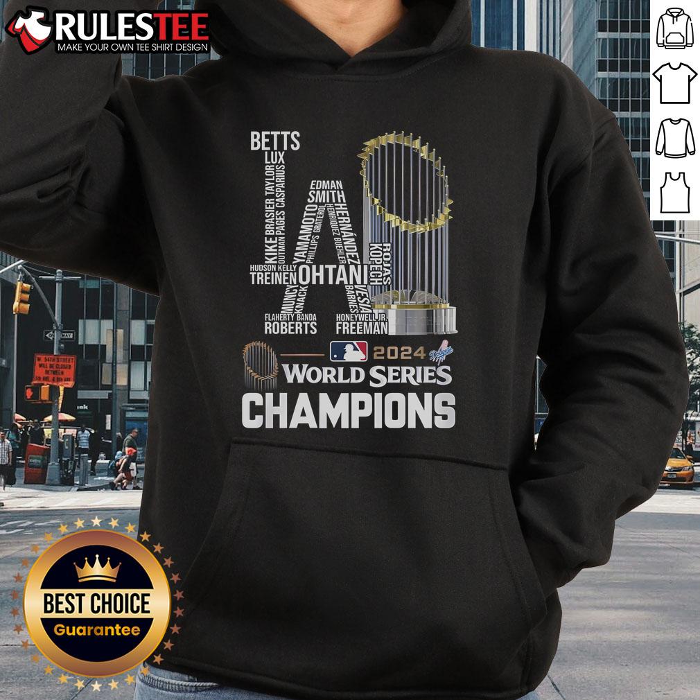 2024 Los Angeles Dodgers World Series Champion hoodie featuring bold graphics and a comfortable design for fans.