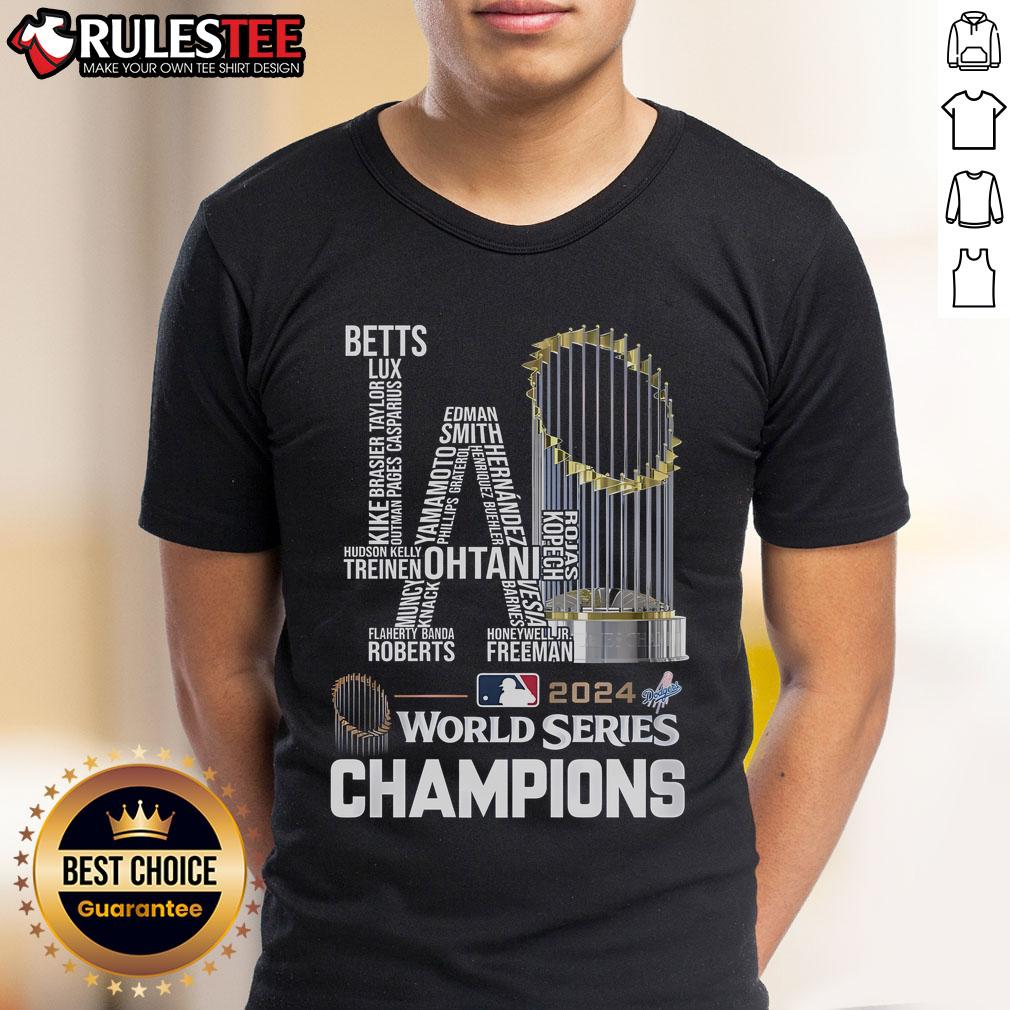 Alt Text: Awesome World Series Cup Los Angeles Dodgers Champions 2024 T-Shirt featuring iconic team logo and vibrant design.