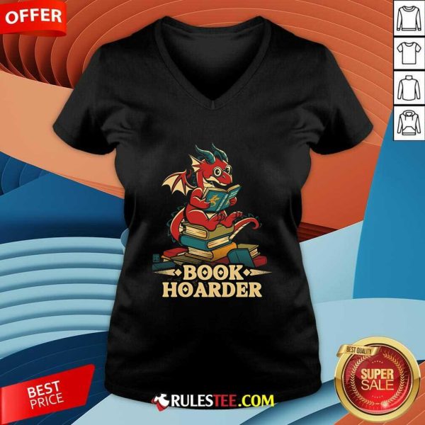 Cute Book Hoarder Dragon V-Neck