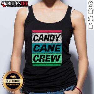 Alt Text: Cute Candy Cane Crew Christmas tank top featuring festive design, perfect for holiday celebrations and cozy winter wear.