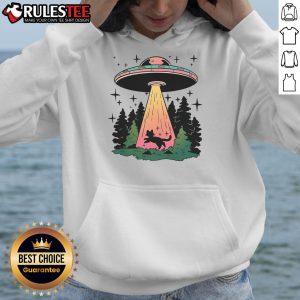 Cute cat in a UFO hoodie, ready for an adventure to the mothership, showcasing playful alien style.