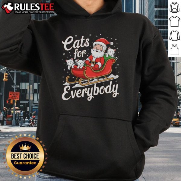 Cute cats for everybody Christmas hoodie featuring playful feline designs in festive colors perfect for holiday cheer.