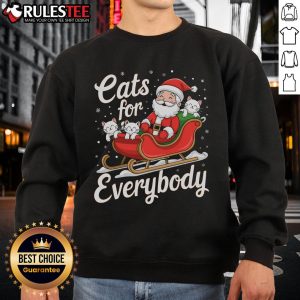 Alt Text: Cute Cats for Everybody Christmas Sweatshirt featuring playful kittens in festive attire, perfect for holiday celebrations.