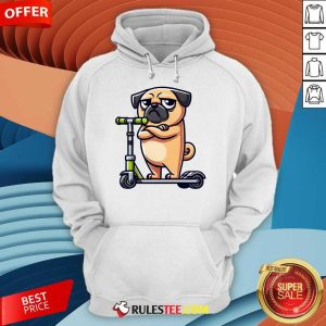 Cute Dog Pug On Scooter Comic Cartoon Hoodie