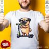 Cute Dog Pug On Scooter Comic Cartoon T-Shirt