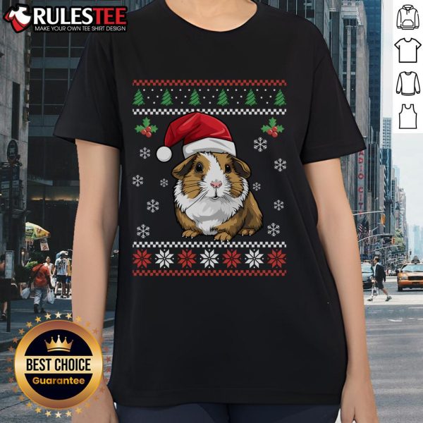 Cute guinea pig in an ugly Christmas tee, perfect for holiday festivities and festive fashion. Ideal for animal lovers!