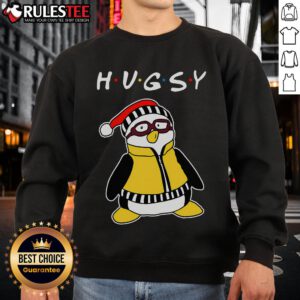 Alt Text: Cute Hugsy the Penguin sweatshirt featuring an adorable penguin design, perfect for cozy winter wear.