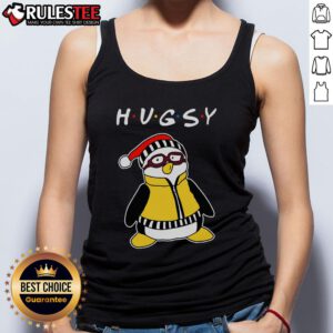 Cute Hugsy the Penguin tank top featuring an adorable penguin graphic, perfect for casual summer outfits.