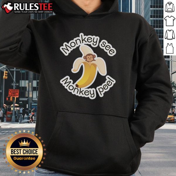 Cute monkey see monkey peel hoodie featuring an adorable monkey graphic, perfect for animal lovers and casual wear.