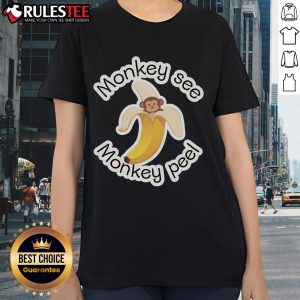 Cute Monkey See Monkey Peel Ladies Tee featuring a playful monkey design, perfect for animal lovers and casual wear.