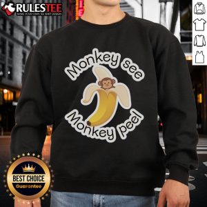 Adorable Cute Monkey See Monkey Peel Sweatshirt featuring a playful monkey design, perfect for casual wear and animal lovers.