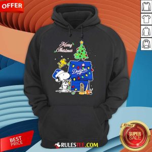 Cute Snoopy Woodstock Merry Christmas Los Angeles Dodgers Hoodie