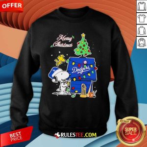 Cute Snoopy Woodstock Merry Christmas Los Angeles Dodgers Sweatshirt