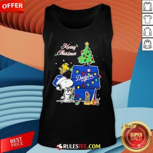 Cute Snoopy Woodstock Merry Christmas Los Angeles Dodgers Tank-Top