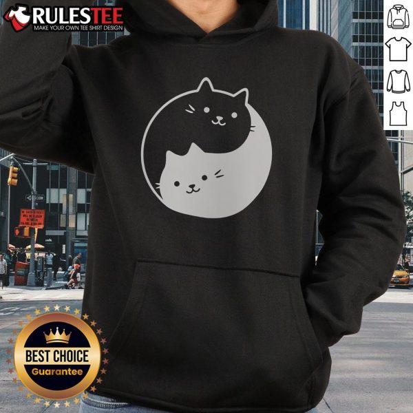 Adorable Cute Yin Yang Cat Hoodie featuring a playful cat design, perfect for feline lovers and cozy style enthusiasts.