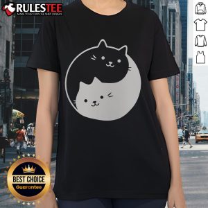 Cute Yin Yang Cat Ladies Tee featuring a playful cat design in a stylish, comfortable fit for cat lovers.