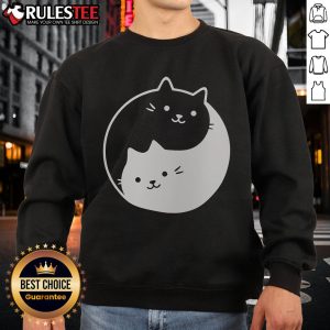 Cute Yin Yang Cat Sweatshirt featuring a playful cat design in yin yang style on a cozy fabric background.