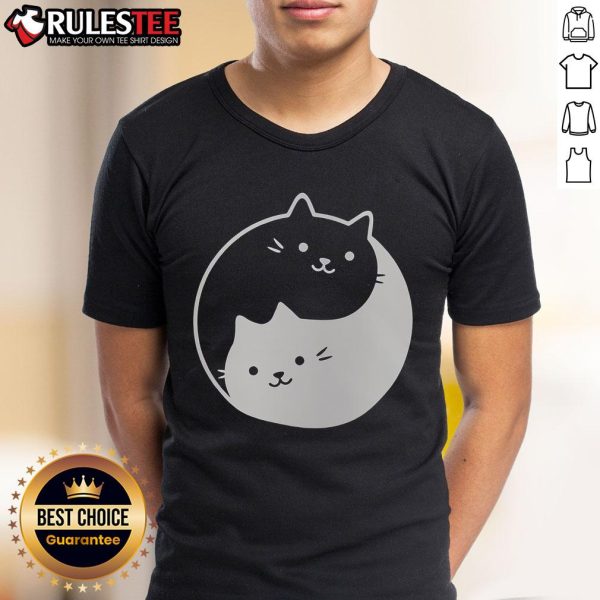 Alt Text: Adorable Cute Yin Yang Cat T-Shirt featuring a playful cat design in a classic black and white yin yang style.