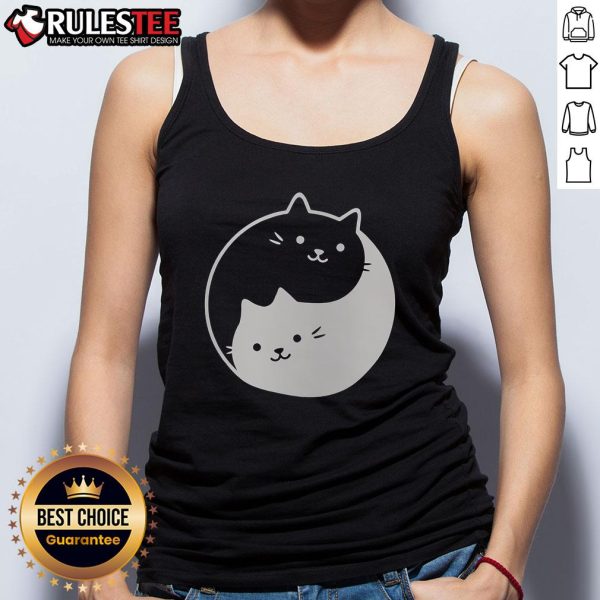 Adorable cute Yin Yang cat tank top design featuring playful cats in a stylish graphic, perfect for cat lovers.