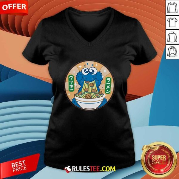 Funny Cookie Monster Ramen Cookie V-Neck