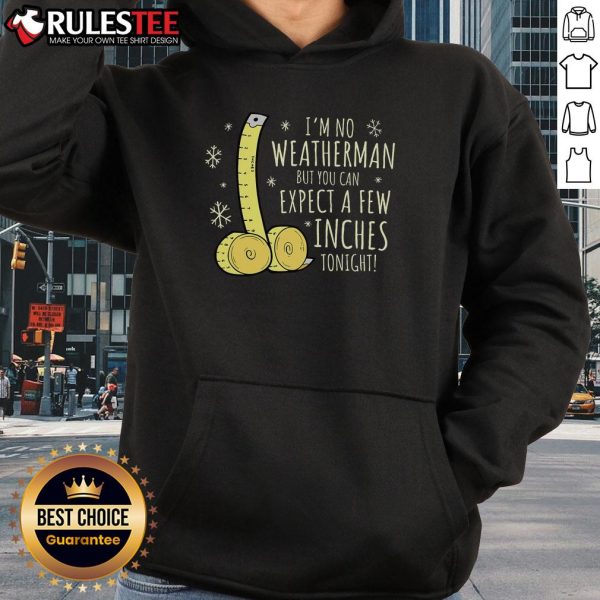 Funny 'Expect A Few Inches' rude Xmas naughty Christmas hoodie featuring a playful design for holiday cheer.