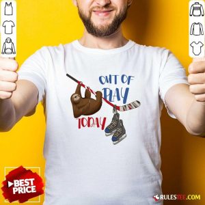 Funny Ice Hockey Out Of Play Today Sloth On Hockey Stick T-Shirt