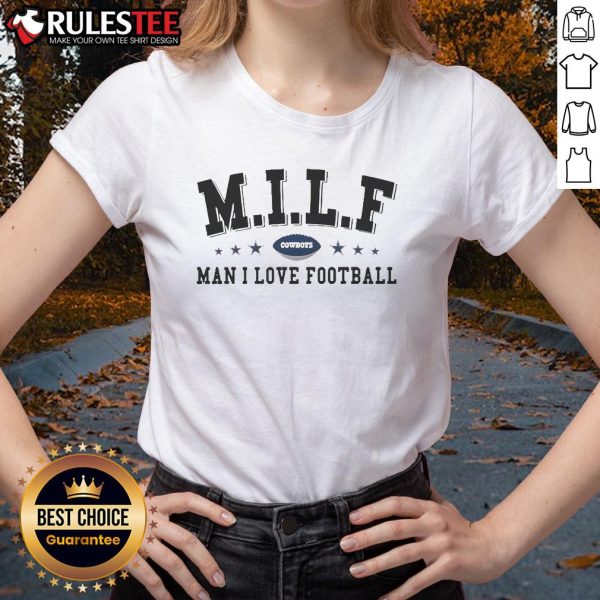 Funny MILF Dallas Cowboys Man I Love Football ladies tee with vibrant graphics, perfect for game day style.