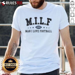 Alt Text: Funny Milf Dallas Cowboys Man I Love Football T-Shirt featuring playful graphics and vibrant colors for football fans.