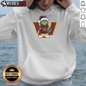 Alt Text: Good Grinch Hug Ball Washington Commanders Christmas Hoodie featuring festive design and team logo.