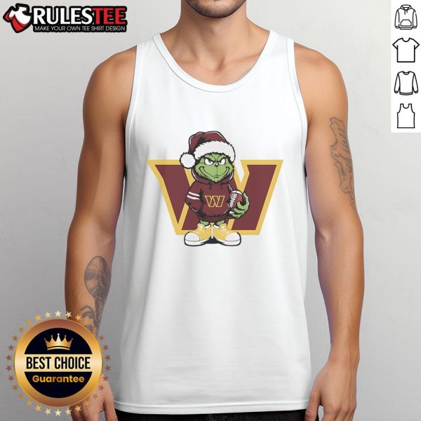 Good Grinch Hug Ball Washington Commanders Christmas tank top featuring festive design for holiday cheer.