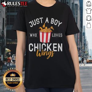 Good Just A Boy Who Loves Chicken Wings Ladies Tee featuring a fun graphic and stylish design for chicken wing lovers.