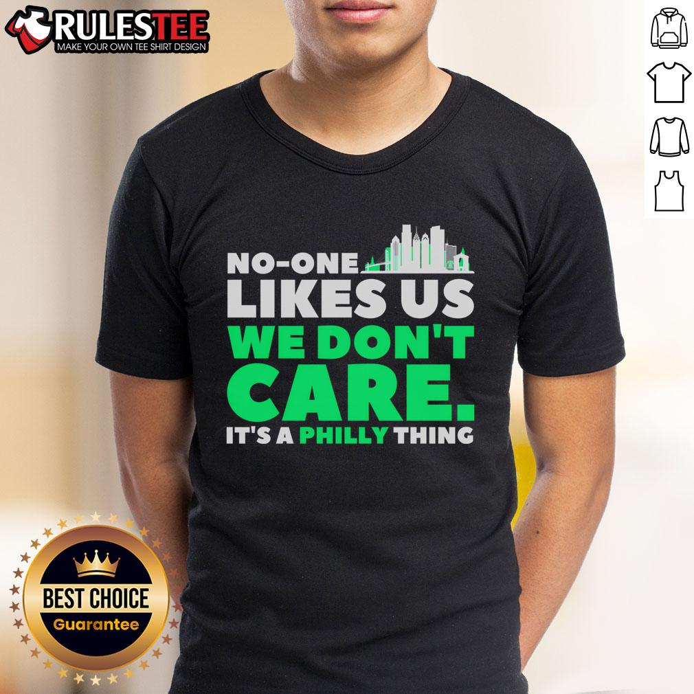 Alt Text: Vintage 'Good No One Likes Us We Don'T Care' Philly Bird Gang funny T-shirt design featuring bold text and graphic elements.