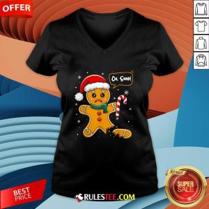 Happy Christmas Oh Snap Gingerbread Man Cookie Xmas V-Neck