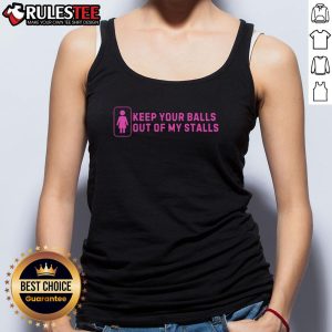 Trendy 'Hot Keep Your Balls Out My Stalls' tank top in vibrant colors, perfect for casual summer outfits.