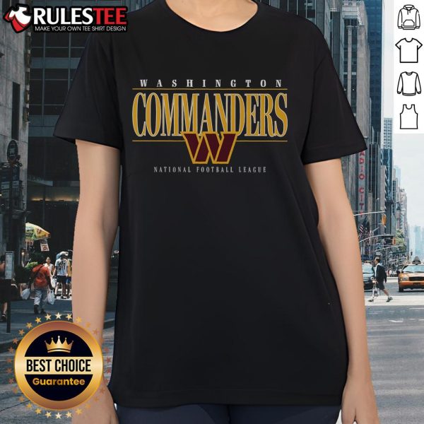 Stylish Washington Commanders signature bar ladies tee showcasing team pride and trendy design for female fans.