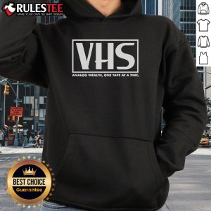 Official Analog Wealth VHS hoodie featuring 'One Tape at a Time' design, perfect for retro fashion enthusiasts.