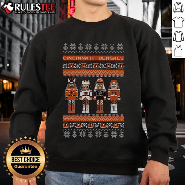 Official Cincinnati Bengals Holiday Nutcracker Sweatshirt featuring festive design and team logo for fans.