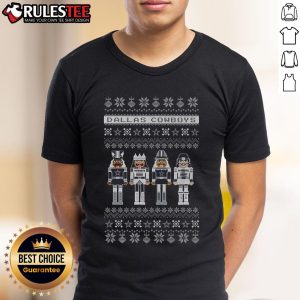 Official Dallas Cowboys Holiday Nutcracker T-Shirt featuring festive design and team logo, perfect for fans during the season.