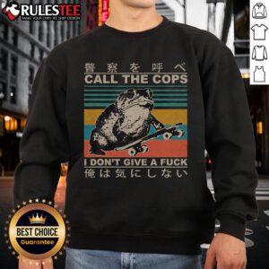 Japanese vintage sweatshirt featuring a skateboarding toad design with 'Call The Cops, I Dont Give A F*ck' slogan.