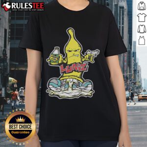 Awesome Luniz vintage graphic ladies tee featuring colorful artwork and a stylish fit for retro fashion lovers.