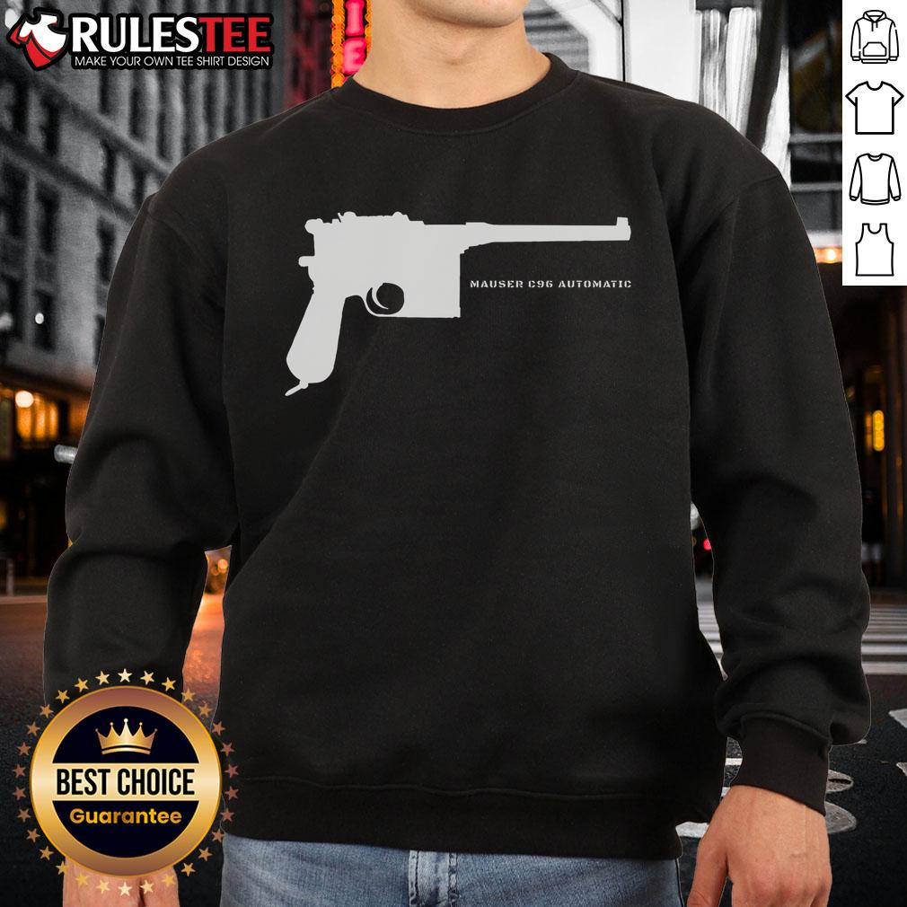Awesome Mauser C96 Automatic WW1 German Pistol Gun Sweatshirt featuring a vintage design and military-inspired style.