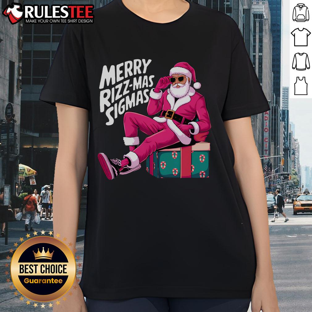 Awesome Merry Rizzmas Sigmas Santa Rizzler Ladies Tee featuring festive design and vibrant colors for holiday cheer.