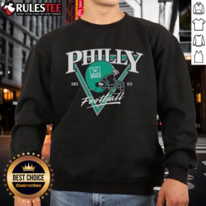 Awesome PHLY Football Since 1933 helmet sweatshirt featuring a vintage design and bold team colors for fans.
