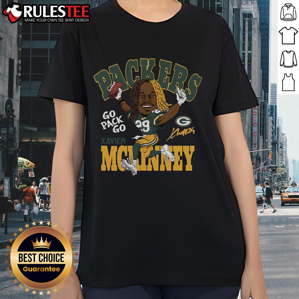 Awesome Packers Homage 29 Xavier McKinney Ladies Tee featuring vibrant graphics and comfortable fit for fans.