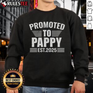 Awesome Promoted to Pappy 2025 Pregnancy Announcement Sweatshirt featuring a fun graphic for proud grandparents.