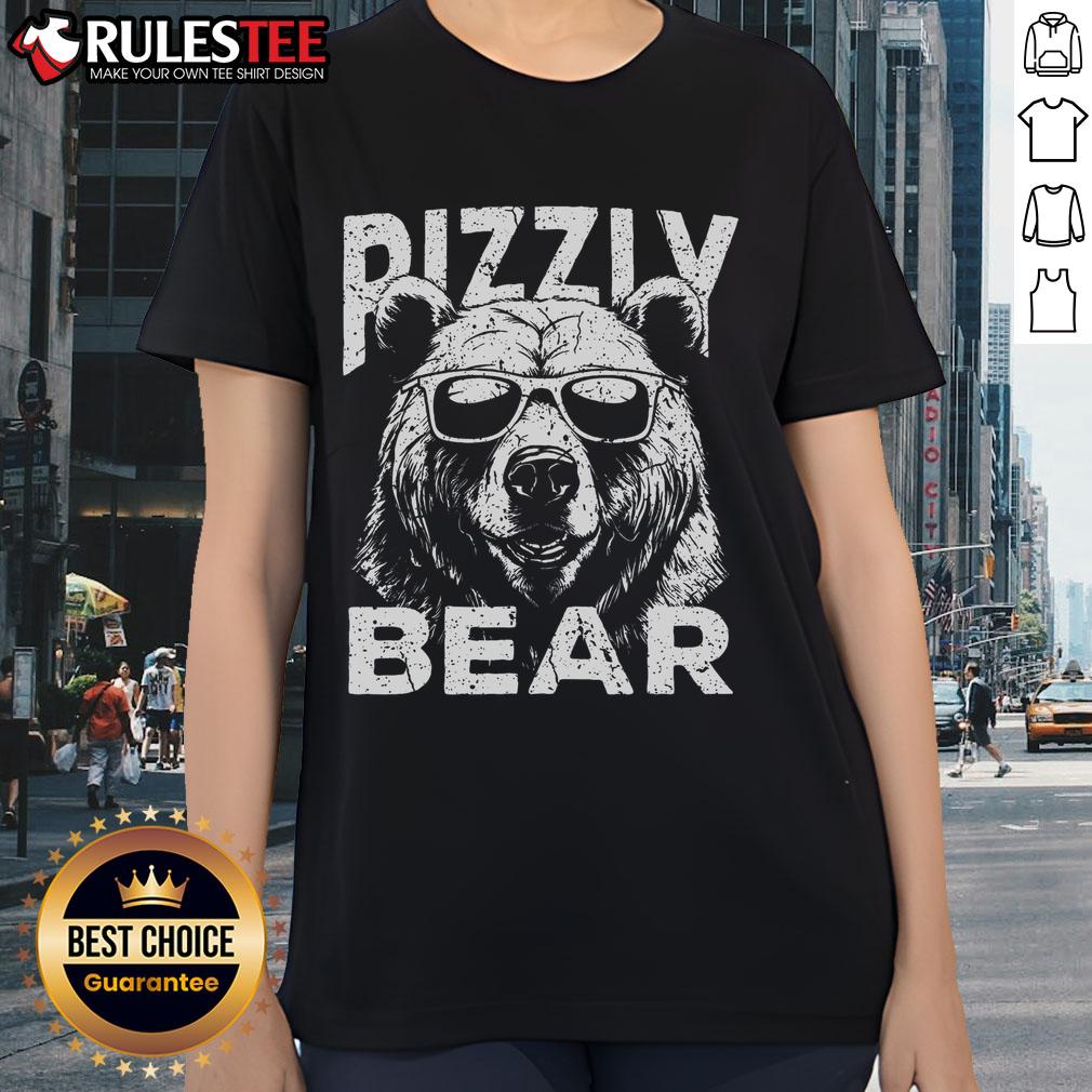 Cool Rizzly Bear wearing sunglasses on an Awesome tee for ladies, showcasing fun and trendy animal graphic design.