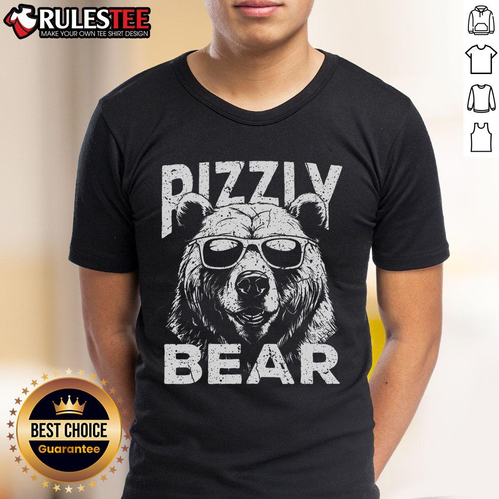 Awesome Rizzly Bear wearing sunglasses on a cool Rizz T-shirt, perfect for bear lovers and casual fashion enthusiasts.