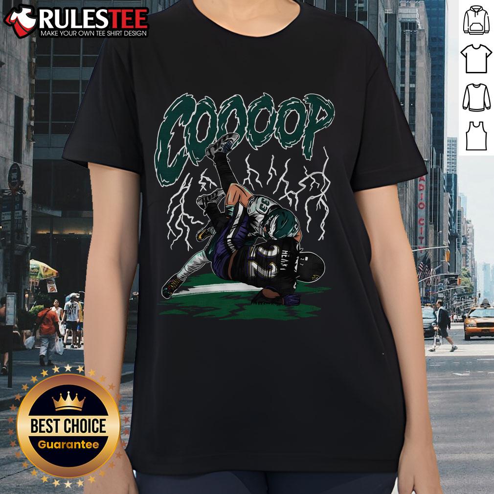 Cooper DeJean tackles Derrick Henry in an intense NFL matchup, featured on an Awesome Rookie DB Ladies Tee.