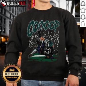Cooper DeJean making an impressive tackle on Derrick Henry in an NFL game, wearing an Awesome Rookie DB sweatshirt.