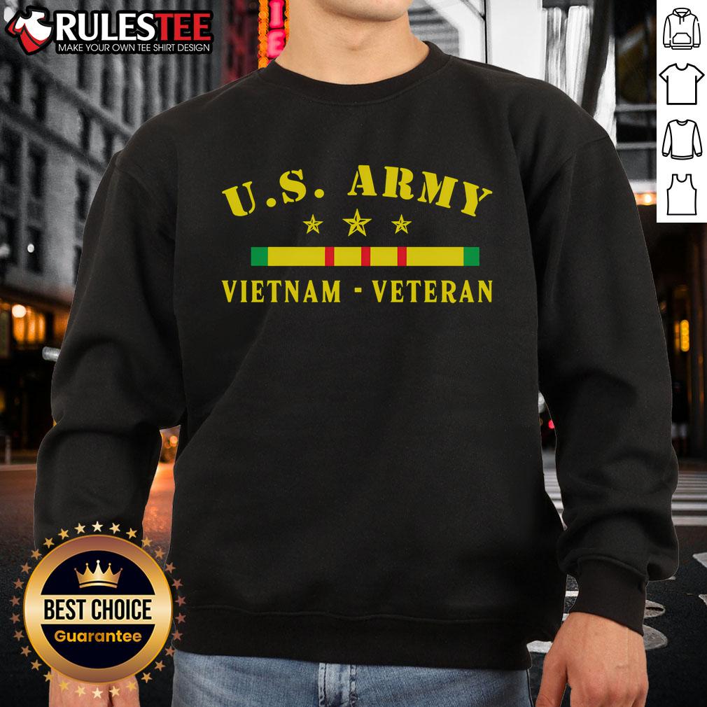 Alt Text: Awesome US Army Vietnam Veteran Sweatshirt featuring military graphics and a comfortable fit for proud veterans.
